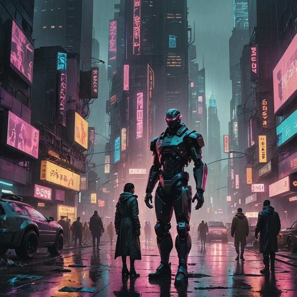 Android in Neon City: Cyberpunk Concept Art