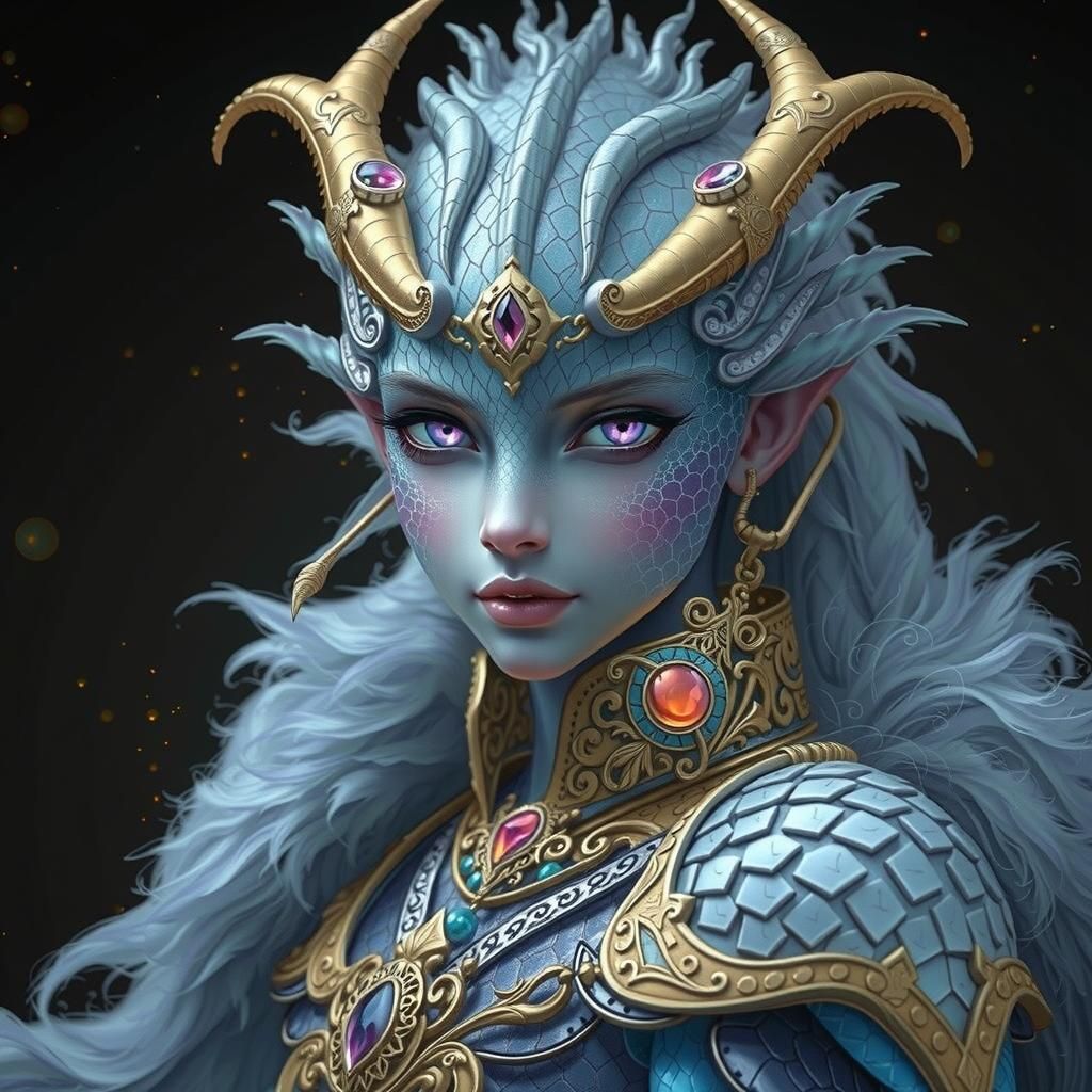 Dragonborn Cleric in Art Nouveau Digital Art