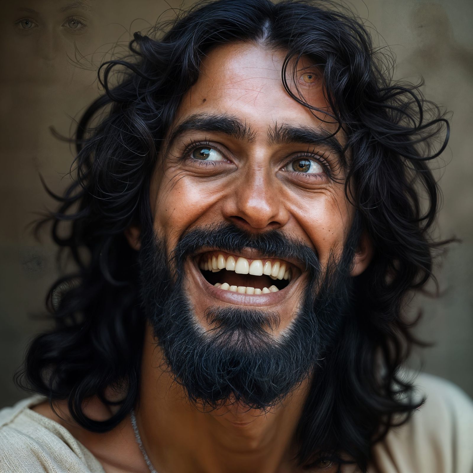 Laughing Christ Portrait in Realistic Style