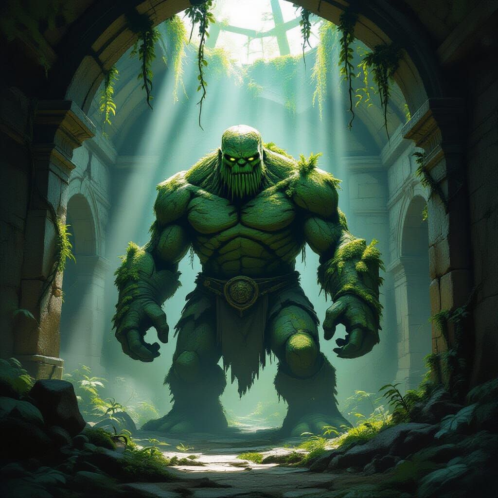 Ancient Stone Golem Guards Ruined Temple