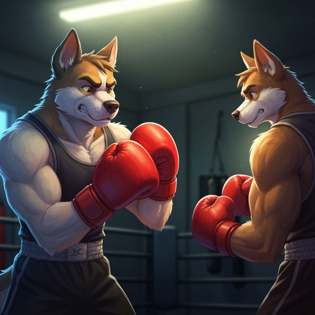 Dog Boxer in Gym, Loish Style