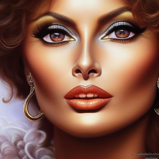 Hyperrealistic Portrait of Young Sophia Loren