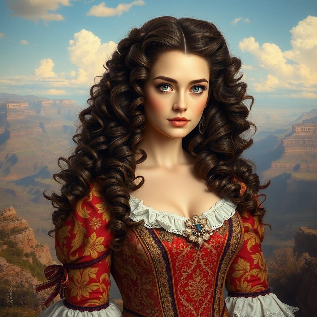 Victorian Woman with Baroque Sensibilities in 3D Render