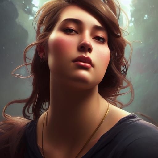 Stunning Portrait of a Voluptuous Woman, Digital Art