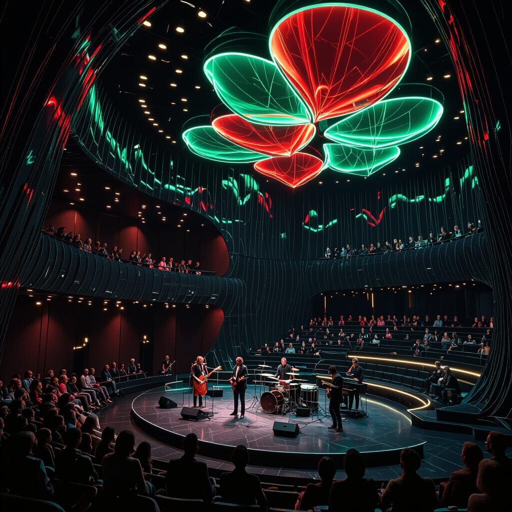 Futuristic Auditorium with Bioluminescent Lighting