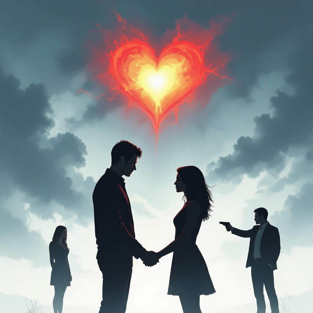 Cinematic Romance Thriller Poster: Hearts on Fire