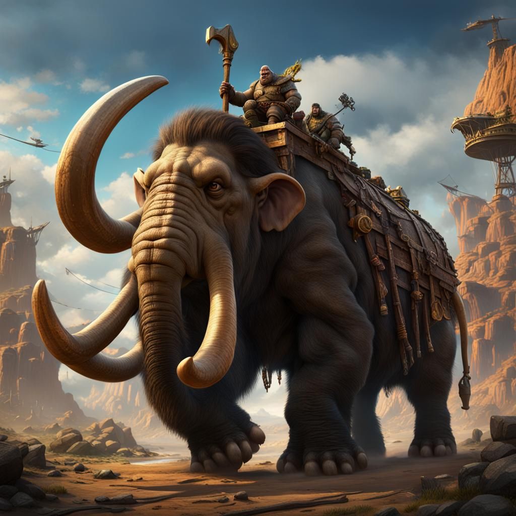 Ogre on Cargo Mammoth: Fantasy Concept Art