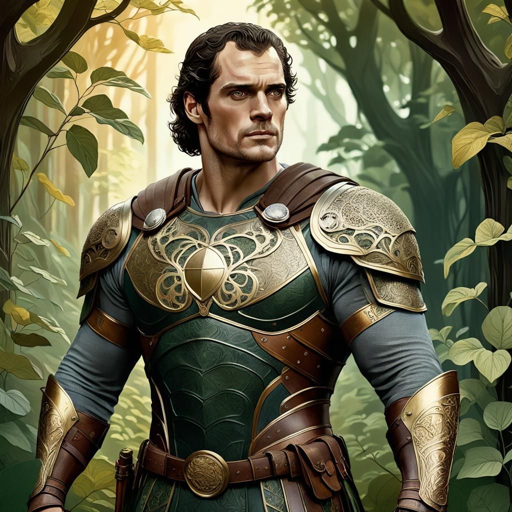 Medieval Huntsman in Art Nouveau Style as 8k Digital Art