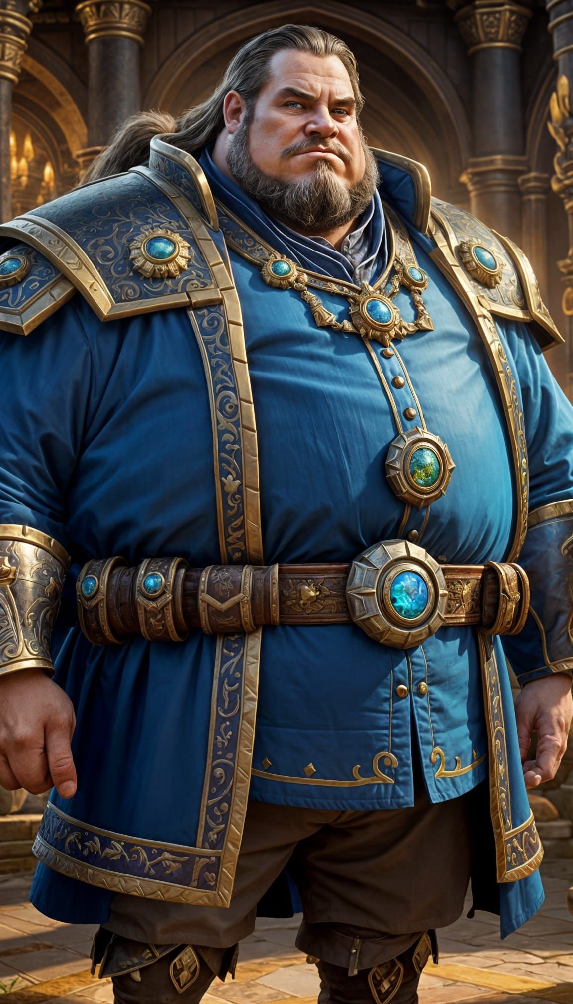 Hyperrealistic Governor in Warcraft Style, Full Body View
