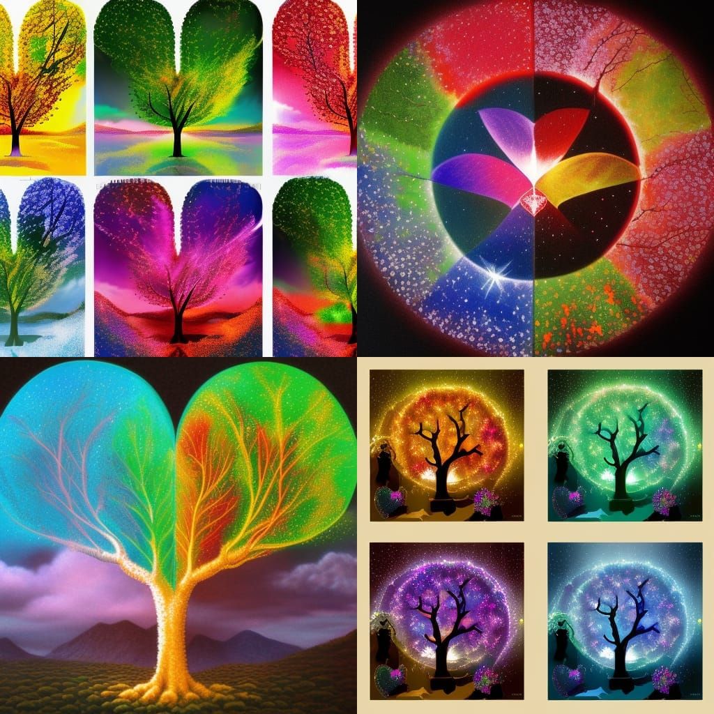 Tree of Life Heart: Four Seasons Fantasy Art