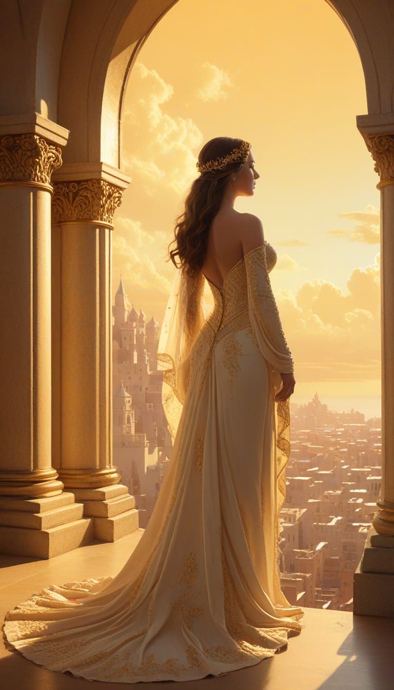 Golden City Bride in Celestial Glow