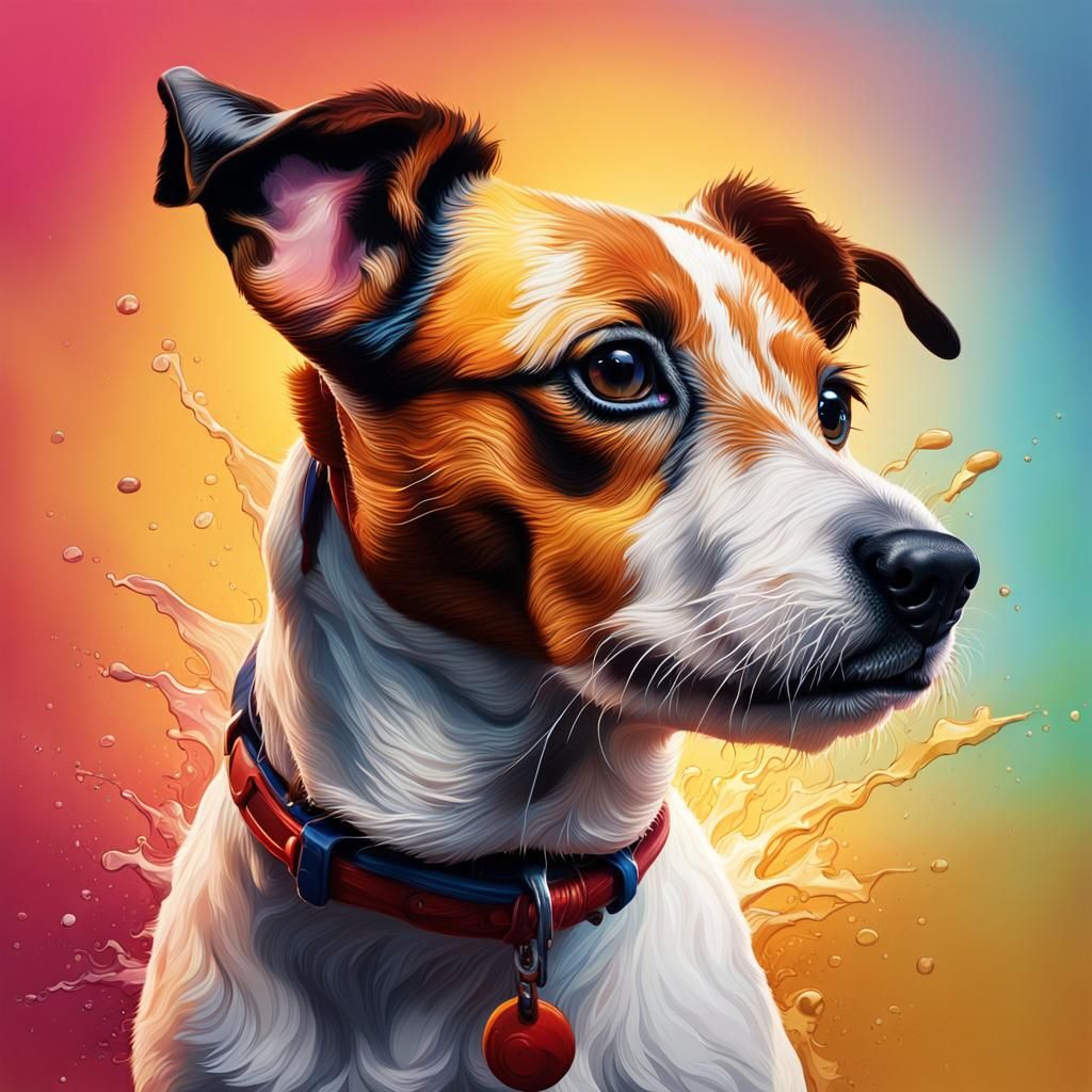 Hyperrealistic Jack Russell Dog in Splash Art Style