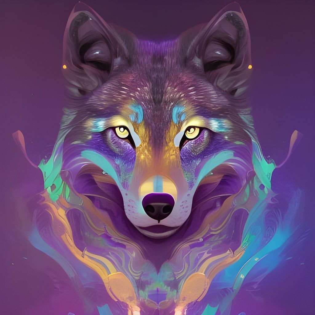Cosmic Wolf Portrait in Detailed Fantasy Art Style