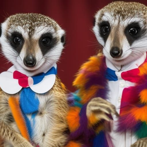 meerkats dressed as circus clowns