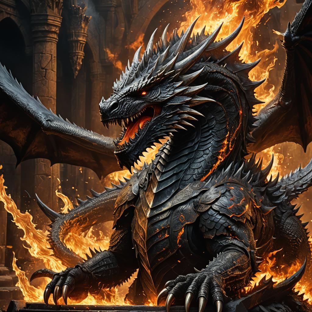 Balerion Forges the Iron Throne: Hyperrealistic Art