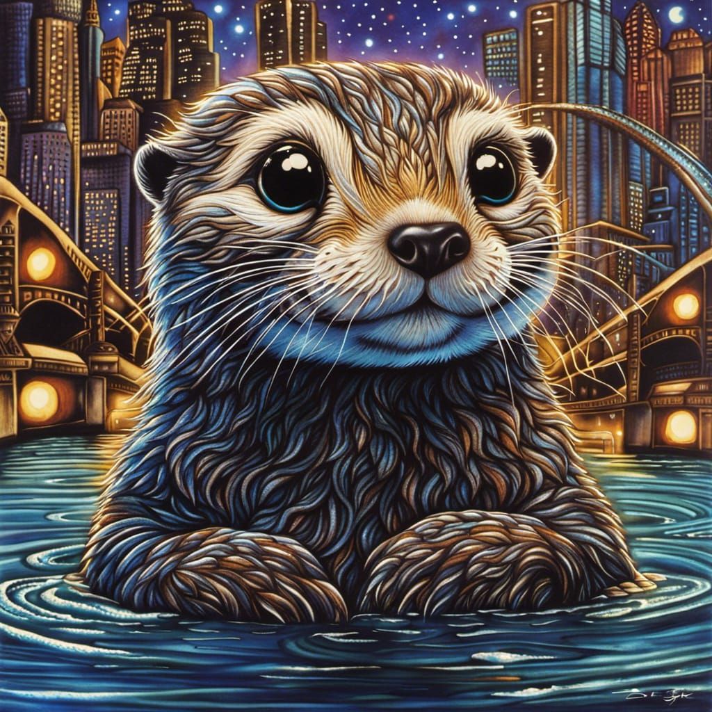Anthropomorphic Otter in New York City, Ito Style