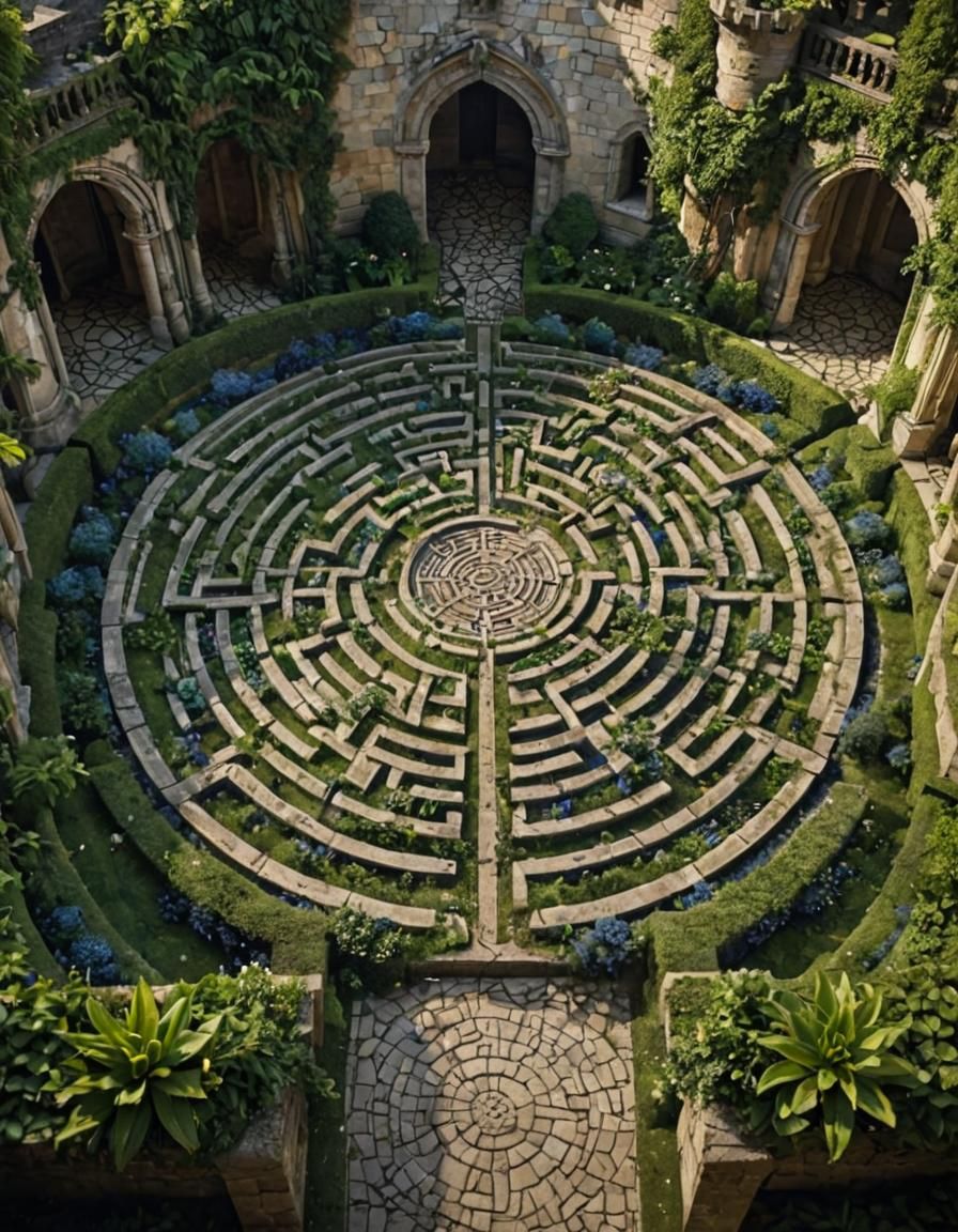Baroque Labyrinth with Mythological and Geometric Elements