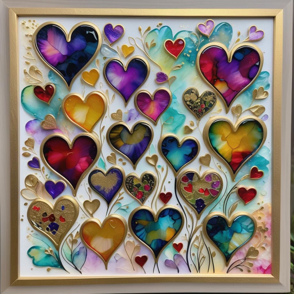 Hearts of Antique Elegance with Iridescent Sheen
