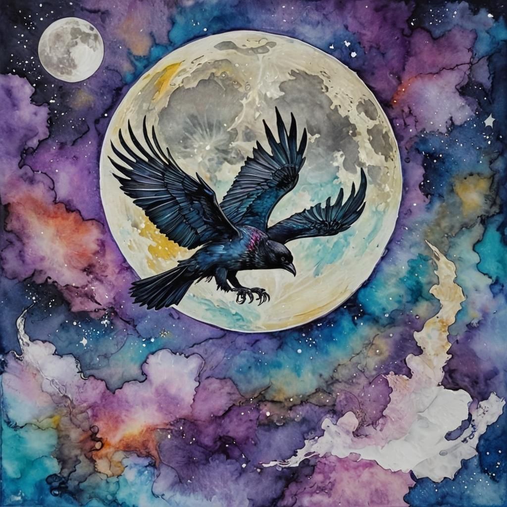 Alcohol Ink Flight to the Moon