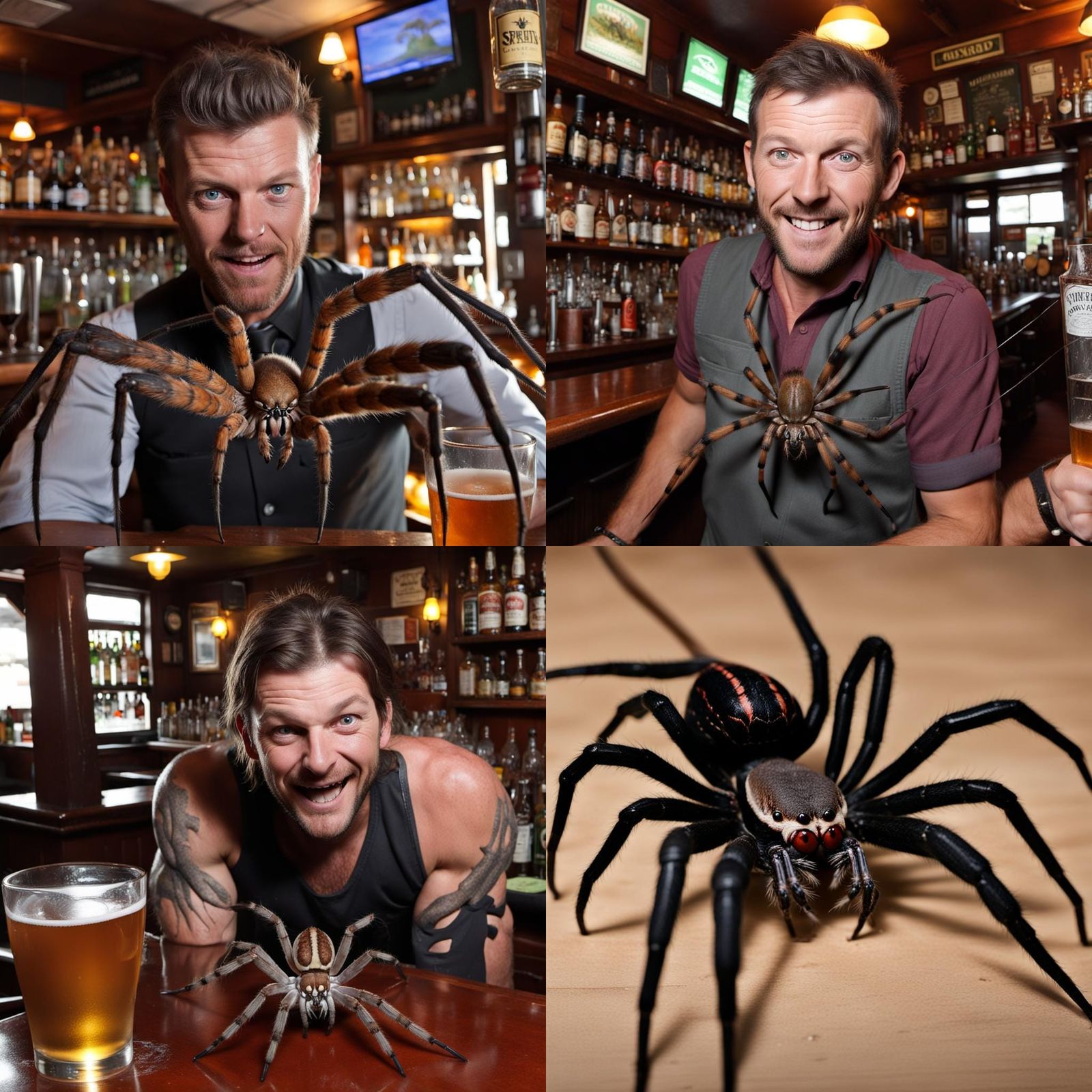 Australian Man Enjoys a Drink with Spider Bartender