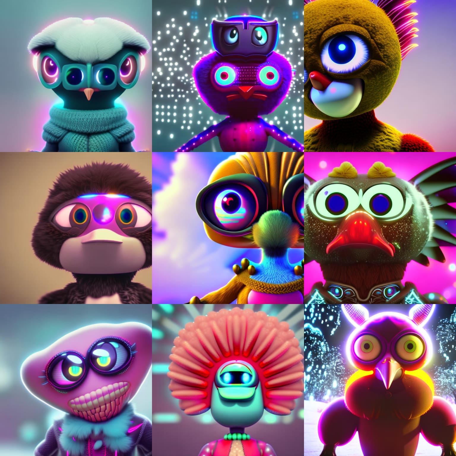 Pixar Style Cyborg Turkey in Synthwave Steampunk Setting