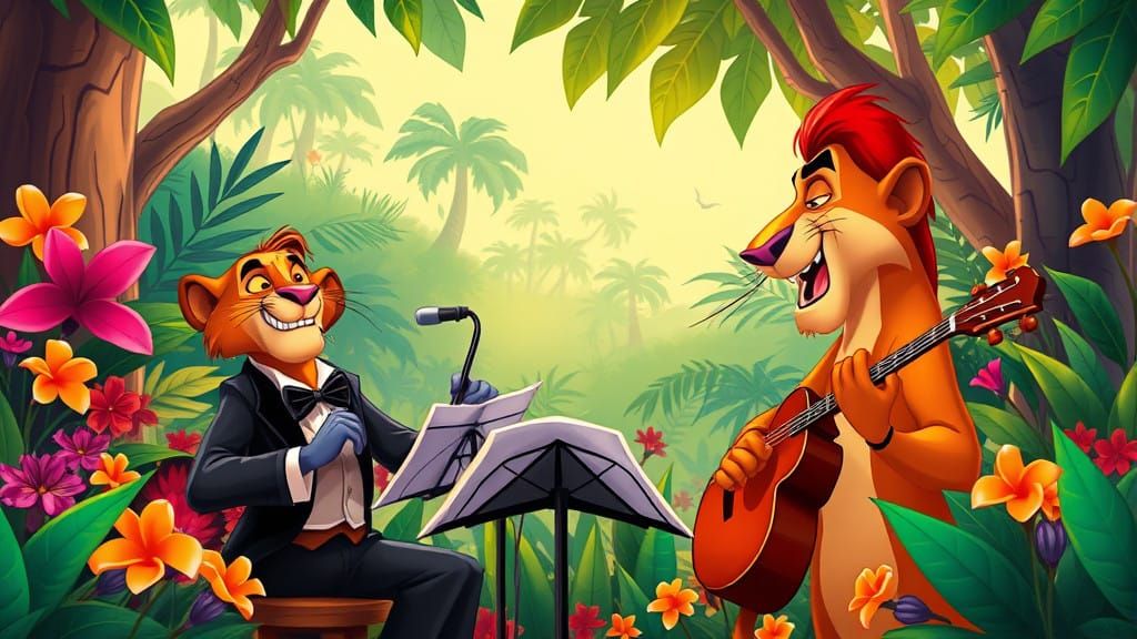 Elegant Jungle Conductors in Vibrant Whimsy