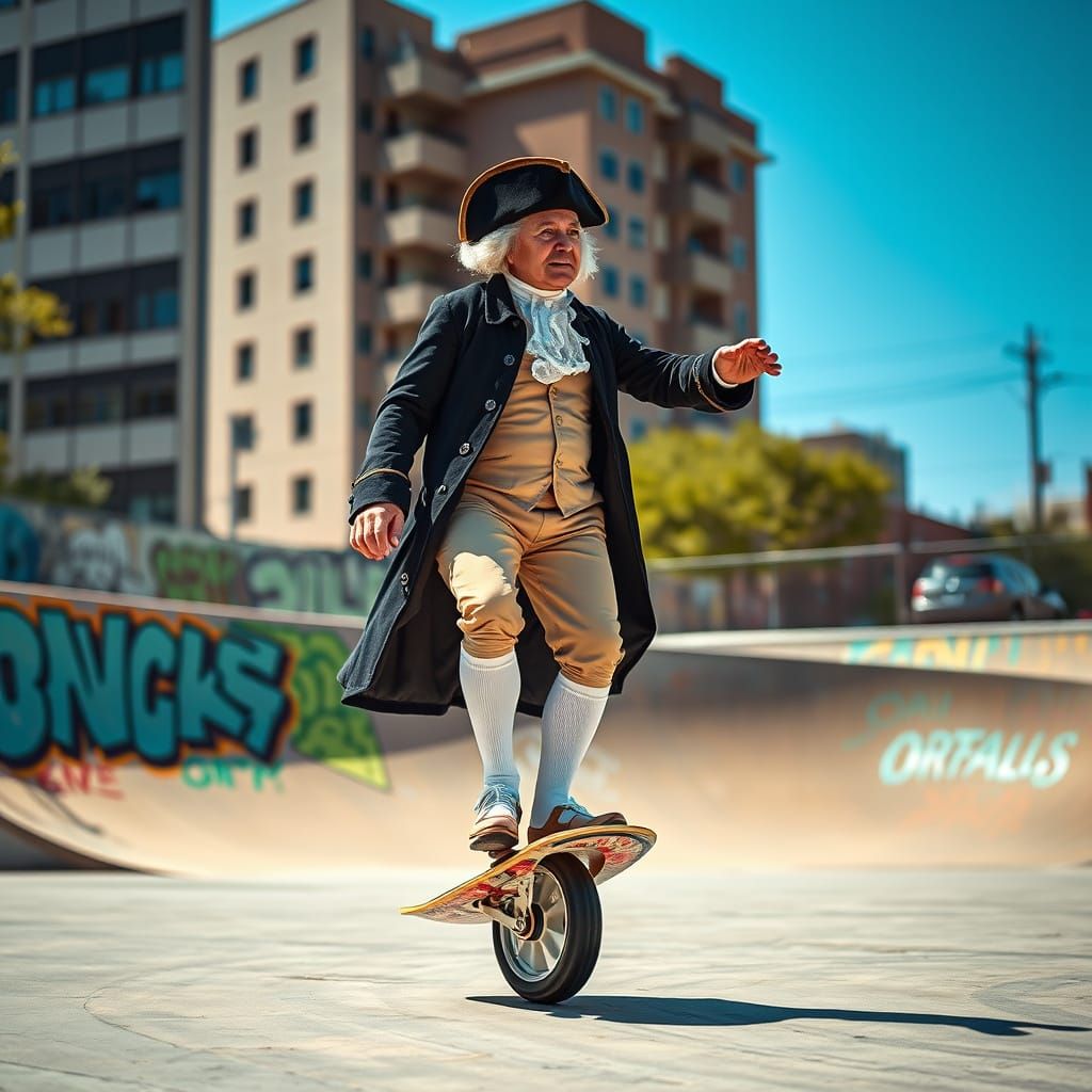 Colonial Leader Rides Futuristic Onewheel in Vibrant Skate P...