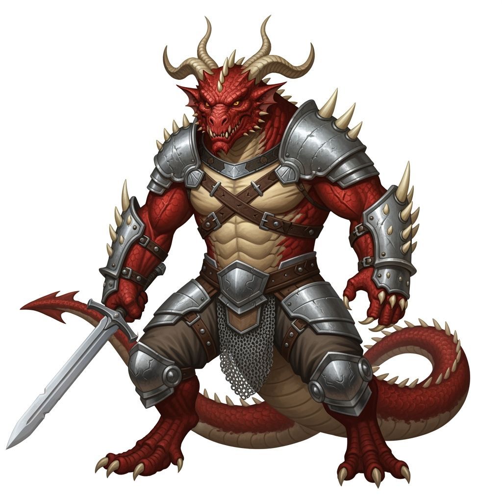 Heroic Dragonborn Warrior with Golden Eyes and Armor