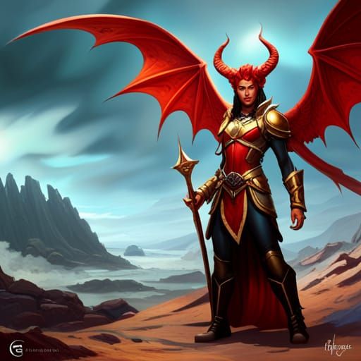 Winged Tiefling Prince in Dark Fantasy Art