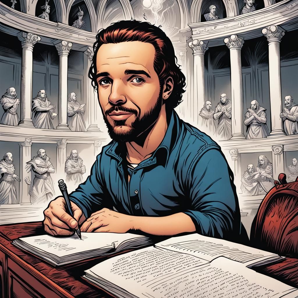 Shakespeare and Drake in Comic Book Art