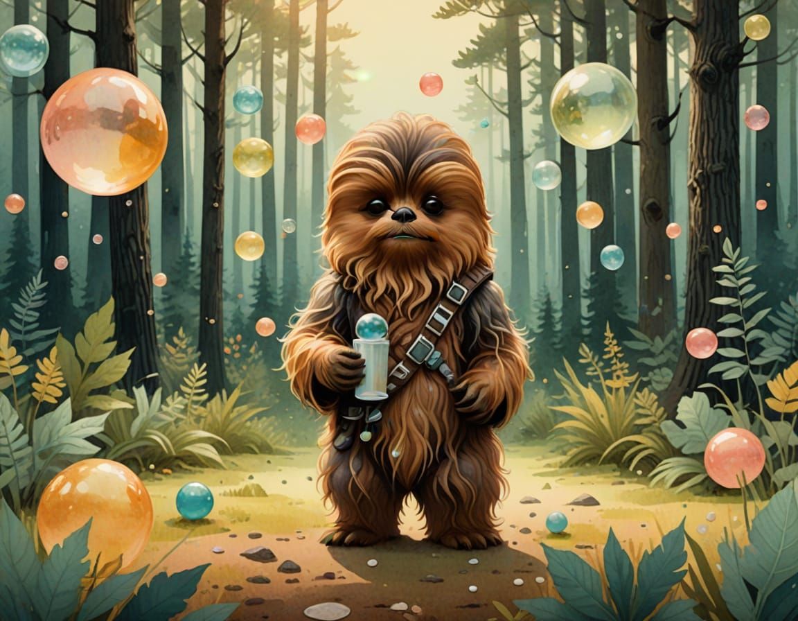 Whimsical Wookiee Bubbles in a Forest Nursery