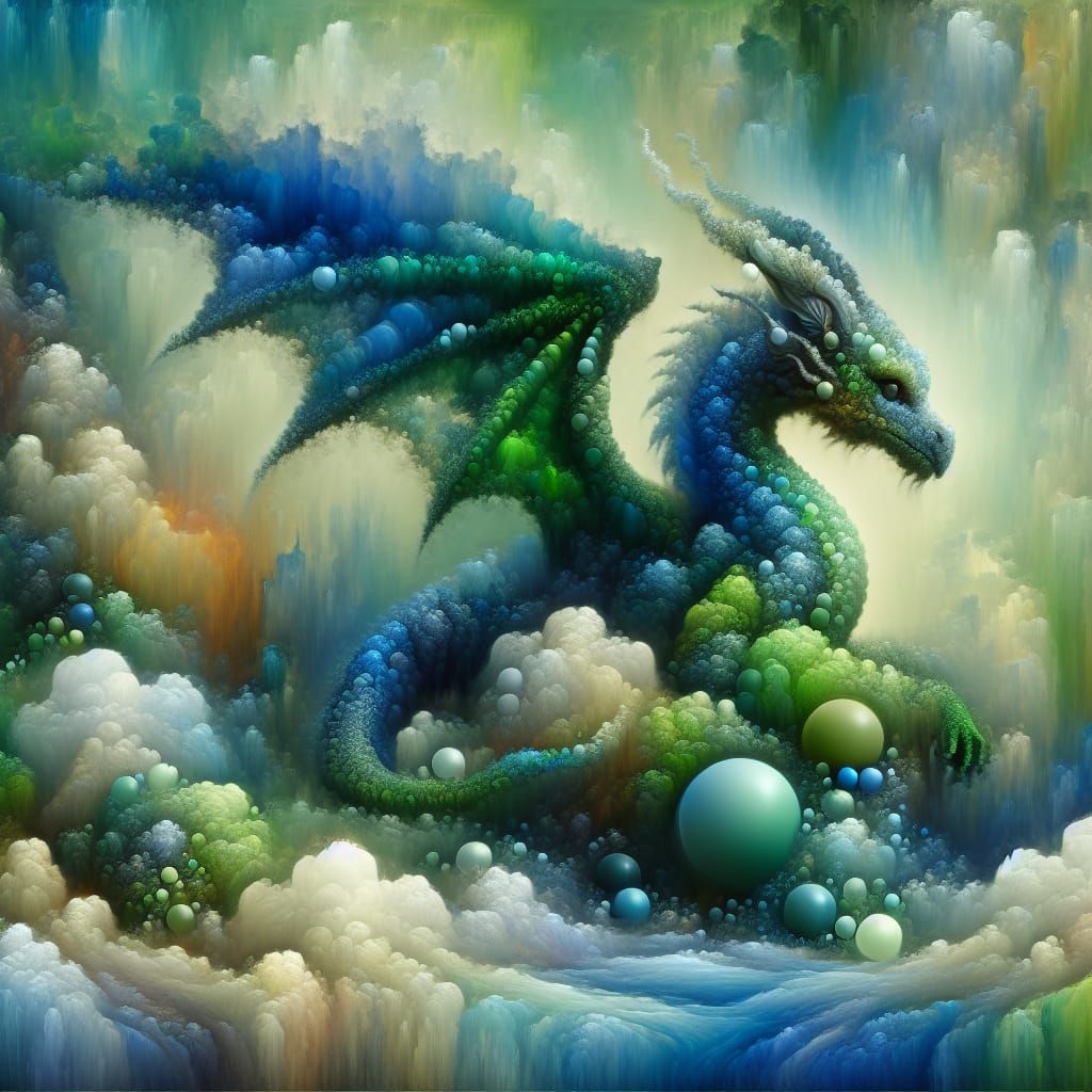 Ethereal Water Dragon in Romantic Landscape Style