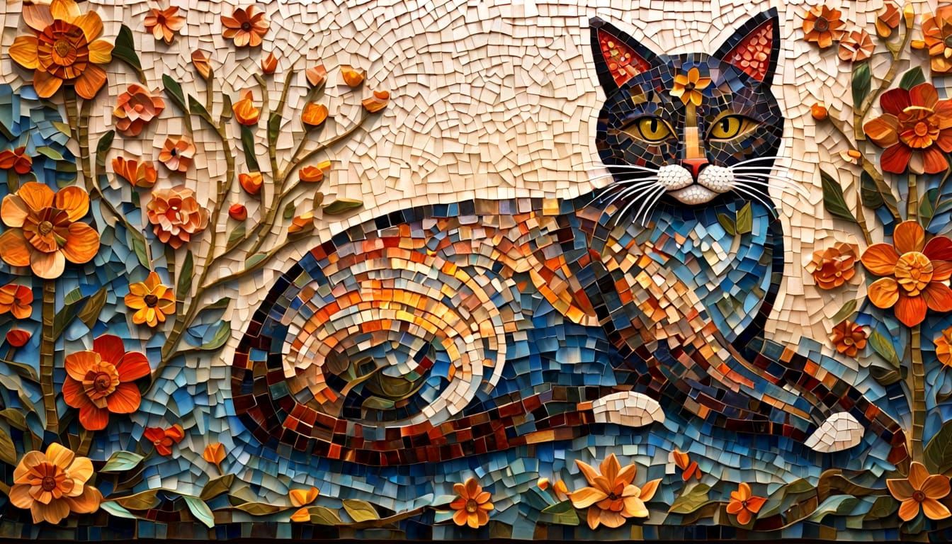 Mosaic cat
