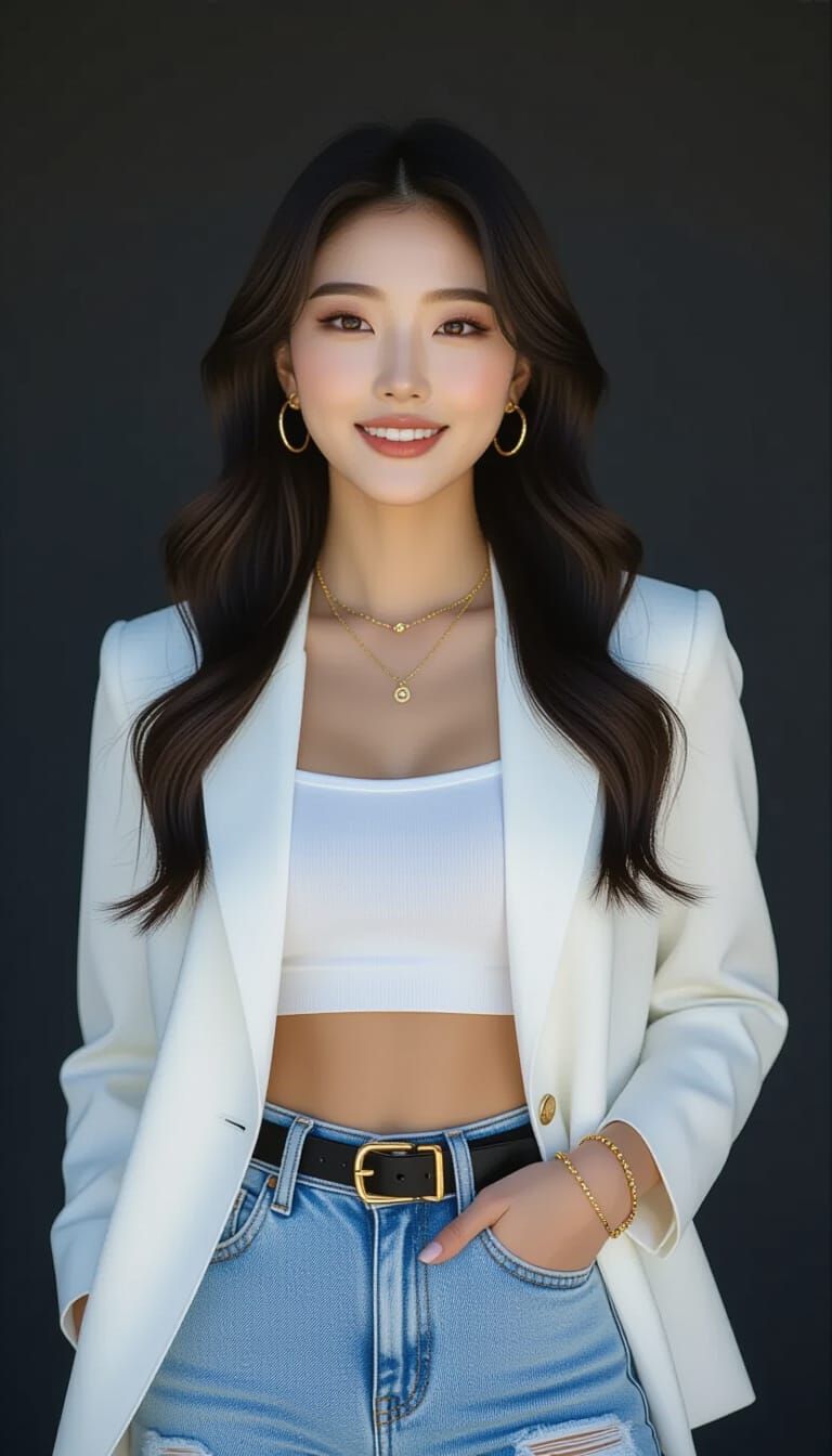 Chic Korean Woman Fashion Portrait