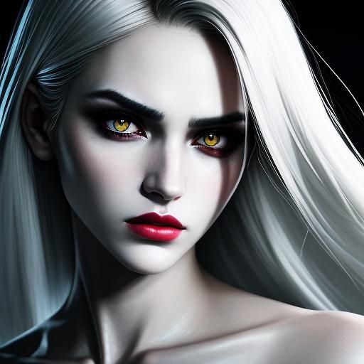Red-Eyed Brunette Portrait in Hyper-Realistic Digital Art
