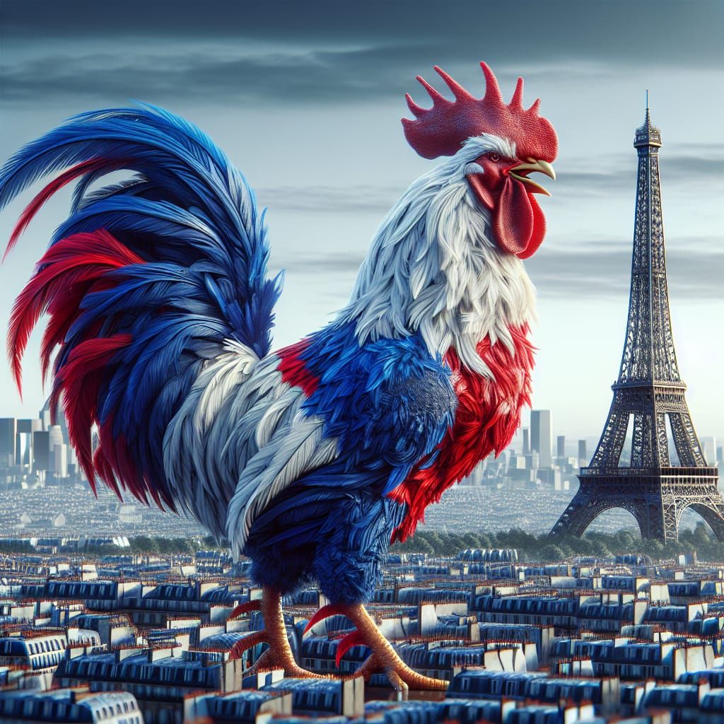 French Rooster Celebrates Paris Olympic Games in 4K