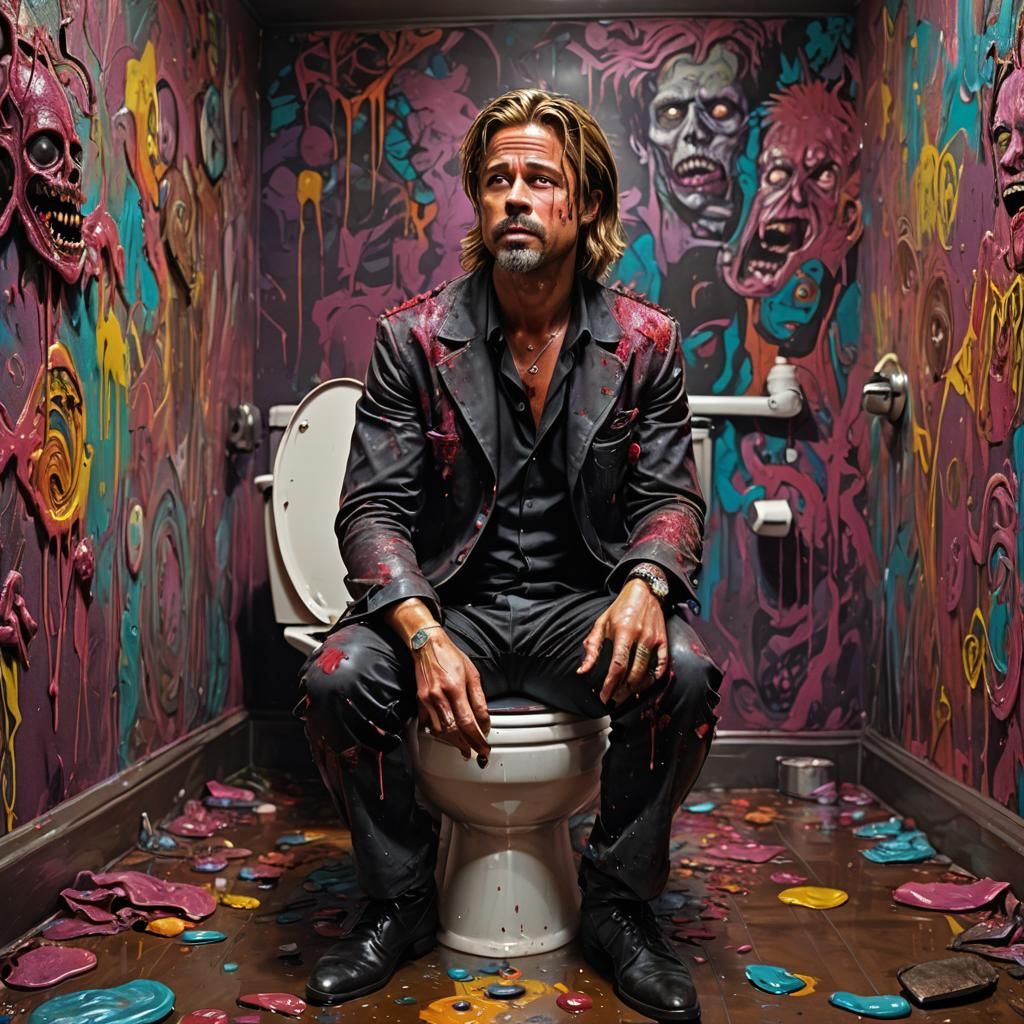 Zombie on Toilet: Psychedelic Concept Art