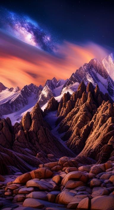 White Mountains, California at Night: Matte Painting