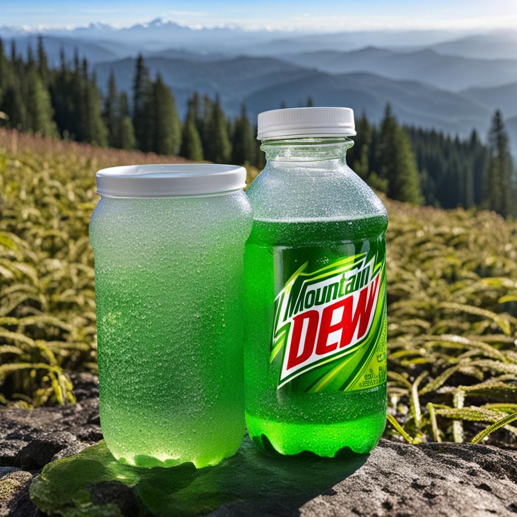 Morning Dew Adorns Mountain Dew Can