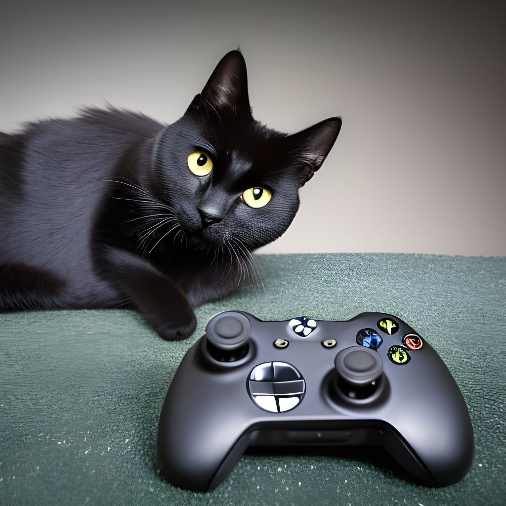 Black Cat Gaming: A Photorealistic Composite Image