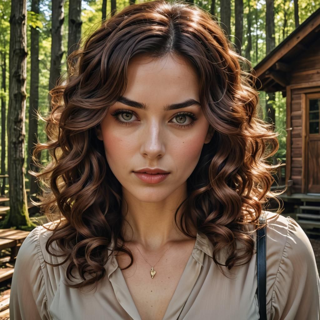 Beautiful French Woman in Forest: Anime Illustration