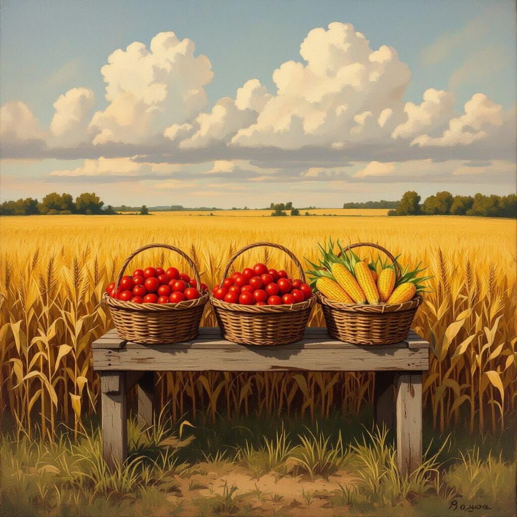 Rustic Farmstand in Golden Wheat Field