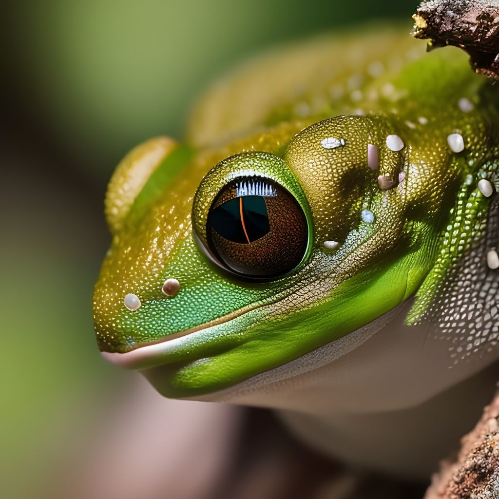 Green Tree Frog on Flower: Hyperdetailed Macro Photography