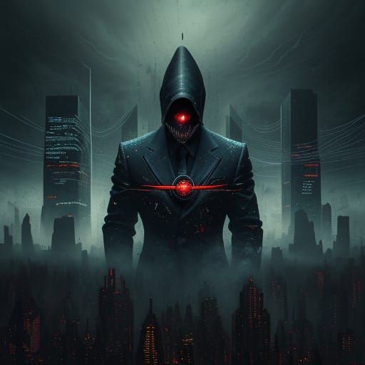 Ethereal Dystopian Businessman in a Surrealist Landscape