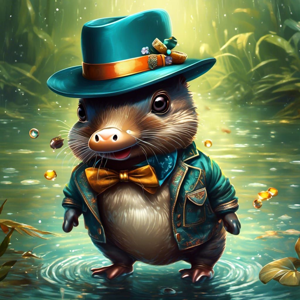 Platypus Gentleman in Colorful Digital Art Style