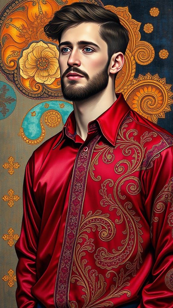 Ruby Satin Shirt Gustav Klimt contrasting colors deep color ...
