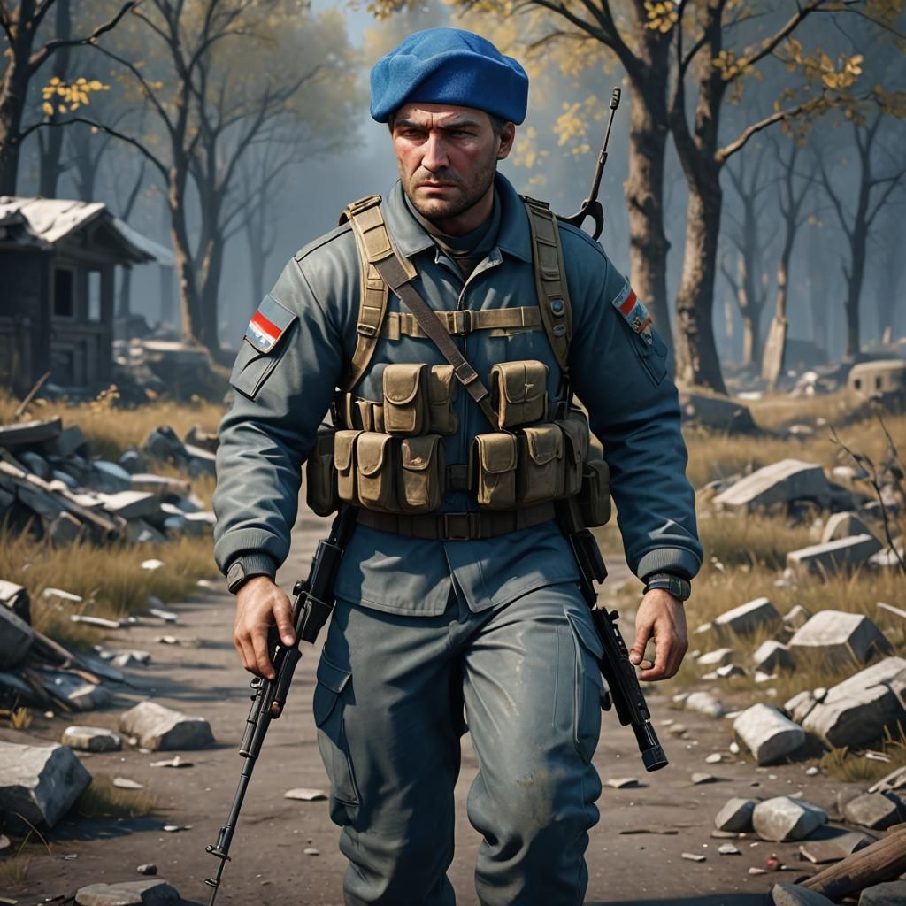 Russian VDV Soldier in Cold War Era, 3D Render