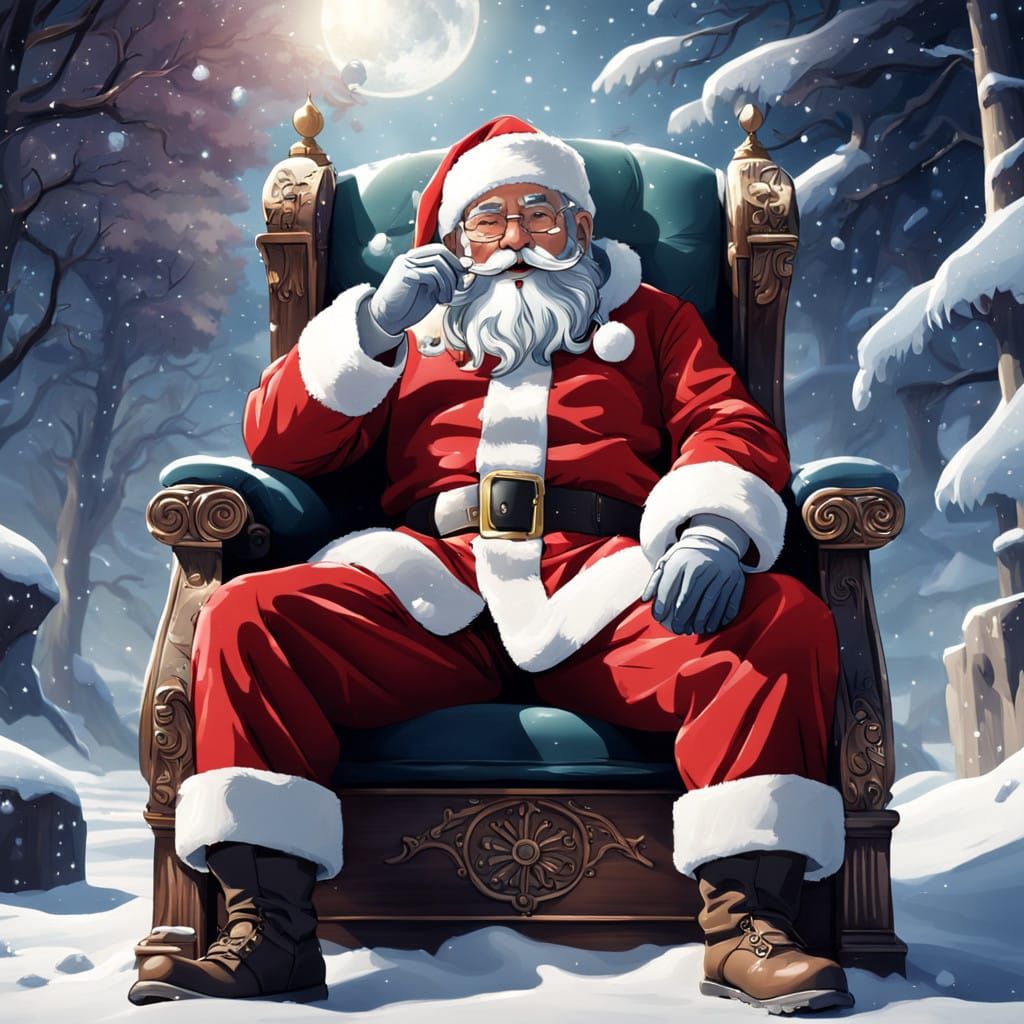 Santa Claus in Manga-Style Winter Wonderland