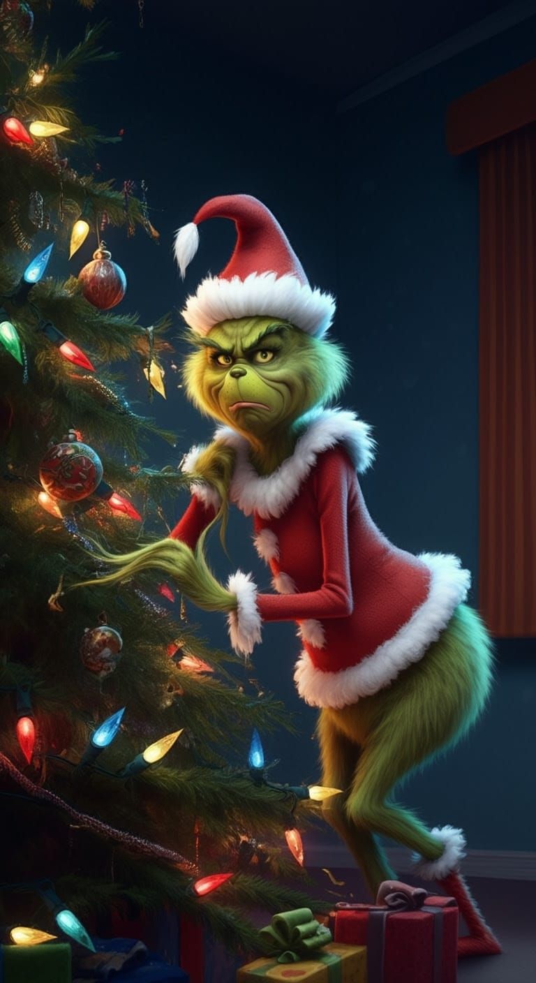 Whimsical Winter Tree Scene with a Hint of Regret