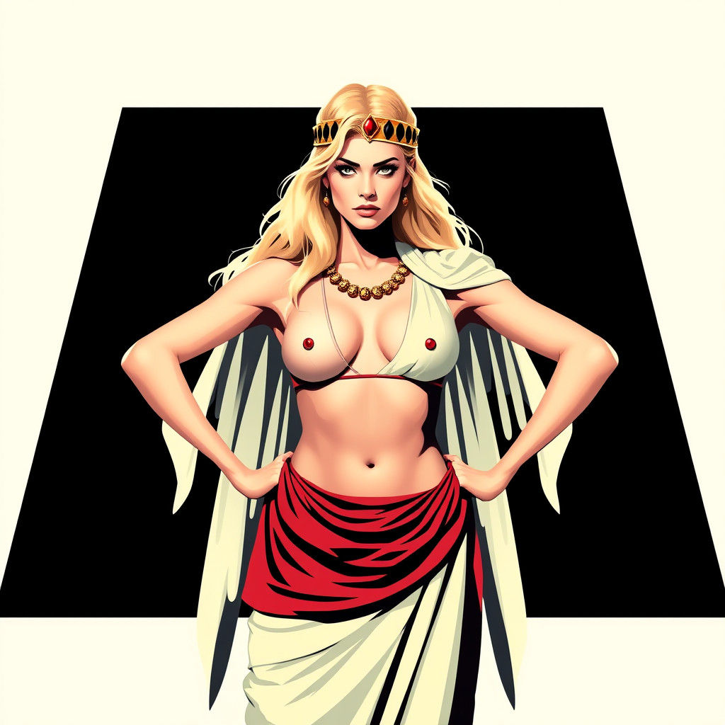 Goddess in Pop Art Style with Geometric Forms